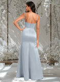 Mariam Trumpet/Mermaid Off the Shoulder Square Floor-Length Satin Prom Dresses With Ruffle STAP0025883