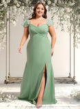 Kendall Trumpet/Mermaid Off the Shoulder V-Neck Floor-Length Chiffon Bridesmaid Dress STAP0025810