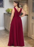 Jenna A-Line V-neck Floor-Length Bridesmaid Dress With Split Front STAP0012771