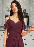 Madyson A-Line V-neck Floor-Length Bridesmaid Dress With Ruffle Split Front STAP0012772