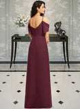 Madyson A-Line V-neck Floor-Length Bridesmaid Dress With Ruffle Split Front STAP0012772