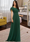 Kailee A-Line Scoop Neck Floor-Length Bridesmaid Dress With Ruffle STAP0012773