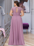 Magdalena A-Line Scoop Neck Floor-Length Chiffon Lace Bridesmaid Dress With Pockets STAP0012776