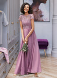 Magdalena A-Line Scoop Neck Floor-Length Chiffon Lace Bridesmaid Dress With Pockets STAP0012776