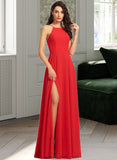 Savannah A-Line Scoop Neck Floor-Length Bridesmaid Dress STAP0012779