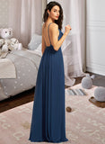 Anahi A-Line V-neck Floor-Length Bridesmaid Dress With Split Front STAP0012780