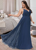 Anahi A-Line V-neck Floor-Length Bridesmaid Dress With Split Front STAP0012780