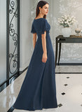 Annie A-Line V-neck Floor-Length Bridesmaid Dress With Split Front STAP0012781