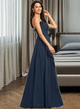 Taliyah A-Line V-neck Floor-Length Bridesmaid Dress With Split Front STAP0012782