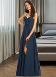 Taliyah A-Line V-neck Floor-Length Bridesmaid Dress With Split Front STAP0012782