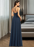 Taliyah A-Line V-neck Floor-Length Bridesmaid Dress With Split Front STAP0012782