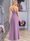 Makena A-Line V-neck Floor-Length Chiffon Bridesmaid Dress With Ruffle Split Front STAP0012784