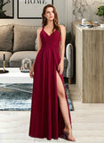 Hedda A-Line V-neck Floor-Length Bridesmaid Dress STAP0012785