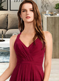 Hedda A-Line V-neck Floor-Length Bridesmaid Dress STAP0012785