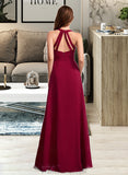 Hedda A-Line V-neck Floor-Length Bridesmaid Dress STAP0012785