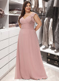 Luciana Empire V-Neck Floor-Length Chiffon Bridesmaid Dress With Cascading Ruffles STAP0012790