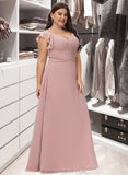 Luciana Empire V-Neck Floor-Length Chiffon Bridesmaid Dress With Cascading Ruffles STAP0012790