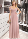 Luciana Empire V-Neck Floor-Length Chiffon Bridesmaid Dress With Cascading Ruffles STAP0012790