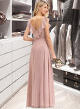 Luciana Empire V-Neck Floor-Length Chiffon Bridesmaid Dress With Cascading Ruffles STAP0012790