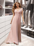 Luciana Empire V-Neck Floor-Length Chiffon Bridesmaid Dress With Cascading Ruffles STAP0012790