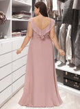 Luciana Empire V-Neck Floor-Length Chiffon Bridesmaid Dress With Cascading Ruffles STAP0012790