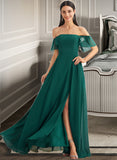 Emma A-Line Off-the-Shoulder Floor-Length Bridesmaid Dress With Split Front STAP0012802