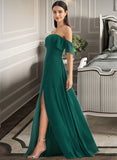 Emma A-Line Off-the-Shoulder Floor-Length Bridesmaid Dress With Split Front STAP0012802