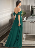 Emma A-Line Off-the-Shoulder Floor-Length Bridesmaid Dress With Split Front STAP0012802