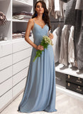 Mara A-LineV-neckFloor-LengthChiffonBridesmaidDressWithRuffle#251359 STAP0012805