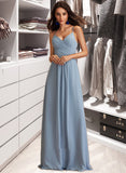 Mara A-LineV-neckFloor-LengthChiffonBridesmaidDressWithRuffle#251359 STAP0012805