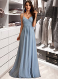 Mara A-LineV-neckFloor-LengthChiffonBridesmaidDressWithRuffle#251359 STAP0012805