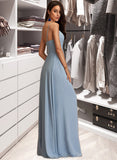 Mara A-LineV-neckFloor-LengthChiffonBridesmaidDressWithRuffle#251359 STAP0012805