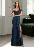 Ana A-Line Off-the-Shoulder Floor-Length Bridesmaid Dress With Ruffle STAP0012807