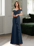 Ana A-Line Off-the-Shoulder Floor-Length Bridesmaid Dress With Ruffle STAP0012807