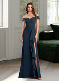 Ana A-Line Off-the-Shoulder Floor-Length Bridesmaid Dress With Ruffle STAP0012807