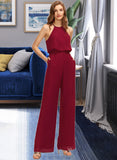 Amelia Jumpsuit/Pantsuit Scoop Neck Floor-Length Chiffon Bridesmaid Dress With Pockets STAP0012809