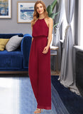 Amelia Jumpsuit/Pantsuit Scoop Neck Floor-Length Chiffon Bridesmaid Dress With Pockets STAP0012809