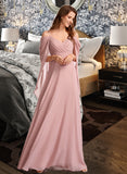 Cynthia A-Line V-neck Floor-Length Bridesmaid Dress STAP0012810