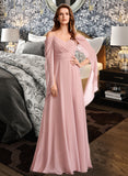 Cynthia A-Line V-neck Floor-Length Bridesmaid Dress STAP0012810