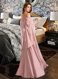 Cynthia A-Line V-neck Floor-Length Bridesmaid Dress STAP0012810