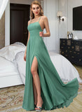 Trinity A-Line Square Neckline Floor-Length Chiffon Bridesmaid Dress STAP0012811