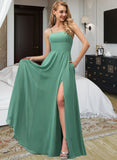 Trinity A-Line Square Neckline Floor-Length Chiffon Bridesmaid Dress STAP0012811