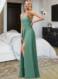 Trinity A-Line Square Neckline Floor-Length Chiffon Bridesmaid Dress STAP0012811