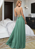 Trinity A-Line Square Neckline Floor-Length Chiffon Bridesmaid Dress STAP0012811