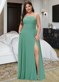 Trinity A-Line Square Neckline Floor-Length Chiffon Bridesmaid Dress STAP0012811