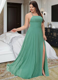 Trinity A-Line Square Neckline Floor-Length Chiffon Bridesmaid Dress STAP0012811