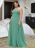 Trinity A-Line Square Neckline Floor-Length Chiffon Bridesmaid Dress STAP0012811