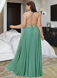 Trinity A-Line Square Neckline Floor-Length Chiffon Bridesmaid Dress STAP0012811