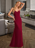 Liliana Trumpet/Mermaid V-neck Floor-Length Bridesmaid Dress With Split Front STAP0012814