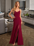 Liliana Trumpet/Mermaid V-neck Floor-Length Bridesmaid Dress With Split Front STAP0012814